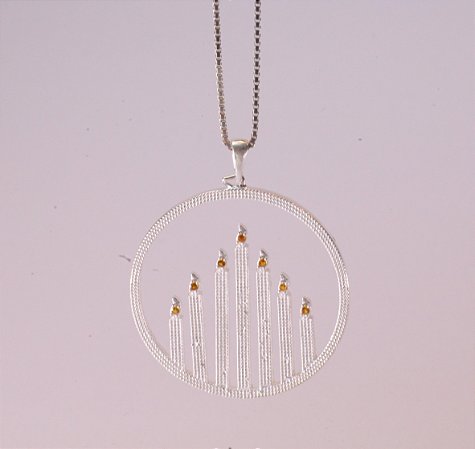Colar sete velas com  zircônia  em Prata 925