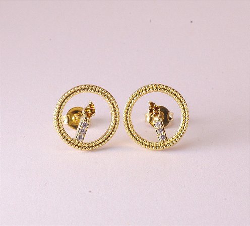 Brinco Vela LD com Zircônia Folheado a Ouro 18k.