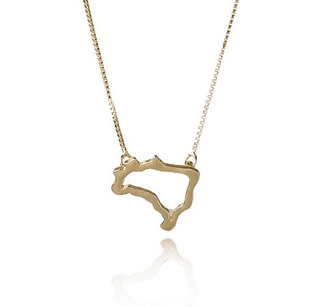Colar do Mapinha Vazado Banhado a Ouro 18k