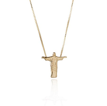 Colar do Cristo Redentor no banho de ouro 18k