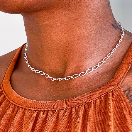 Chocker corrente cartier banhado a prata