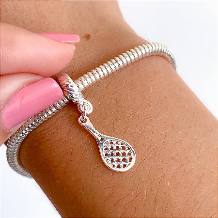 Berloque mini raquete banhado a prata