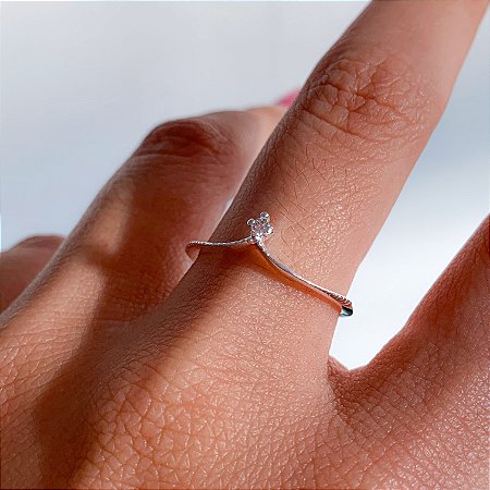 Anel princess pedrinha banhado a prata