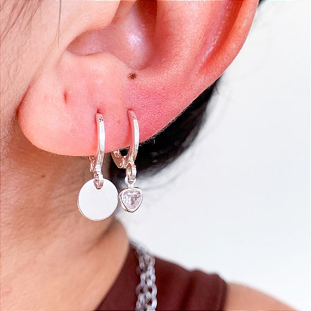 Kit de argolas click pingentes astral banhado a prata