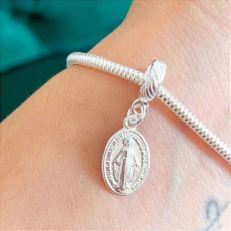 Berloque medalha N. Senhora das Graças banhado a prata