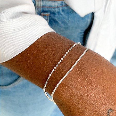 Conjunto de pulseiras minimalist banhado a prata