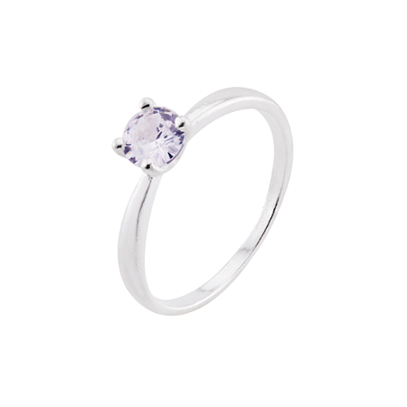 Anel solitário pedra grande prata 925