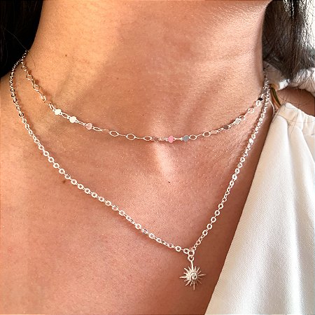Chocker medalinhas banhado a prata