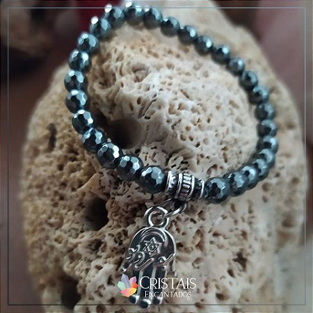 Pulseira de hematita contas 6mm