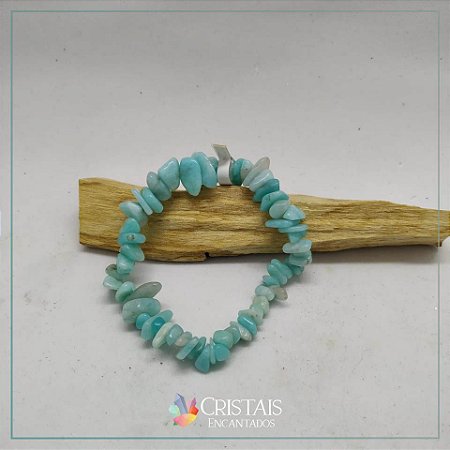 Pulseira cascalho de água marinha