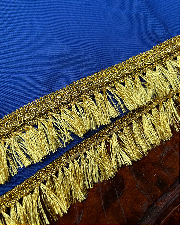 Toalha Azul com acabamento dourado