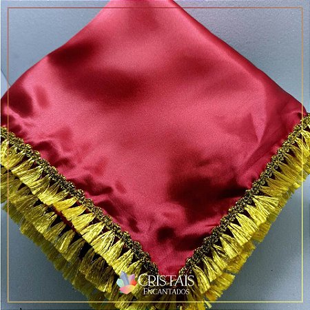 Toalha para altar em cetim vermelho com franja
