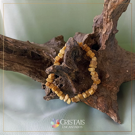 Pulseira de cascalho de jade amarela
