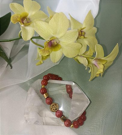 Pulseira de esferas jaspe vermelho