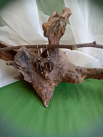 Brinco quartzo fumê