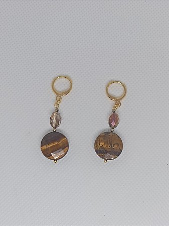 Brinco Olho de Tigre com Cristal Irizado