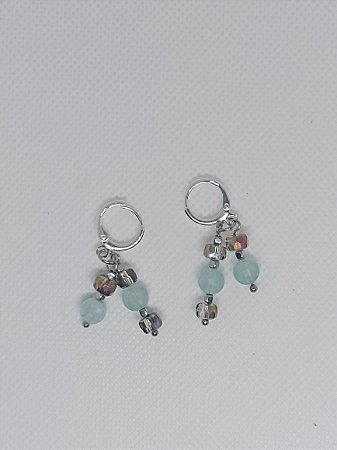 Brinco Água Marinha com Cristal Irizado