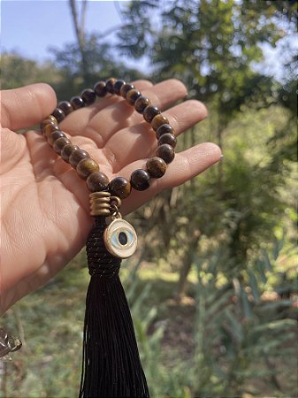 Japamala de 27 contas olho de tigre 8mm