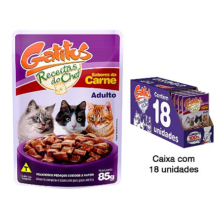 Caixa de Alimento úmido para gatos - Carne