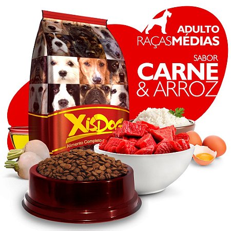 Ração High Premium Completo - Xisdog - Adulto Raças Médias - Carne - Cada unidade = 1kg