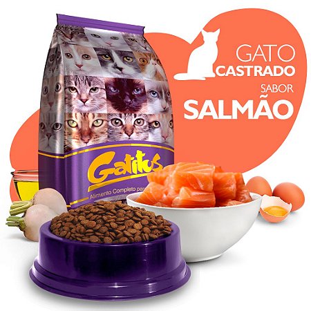 Ração High Premium Completo Gatitus - Adulto Castrado - Salmão - Cada unidade = 1kg