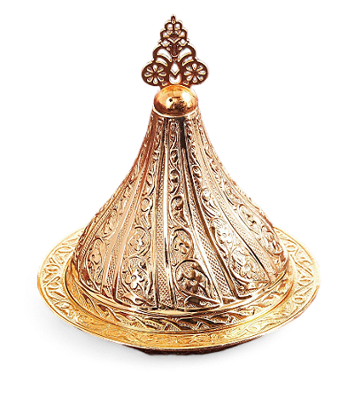 PORTA TÂMARAS COM TAMPA DOURADO OTOMANO