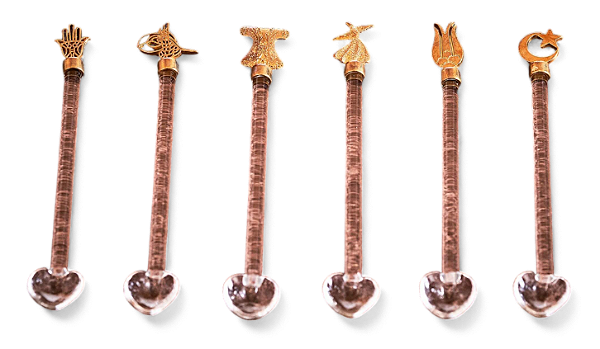 CONJ COLHERES OTOMANAS DOURADAS VIDRO