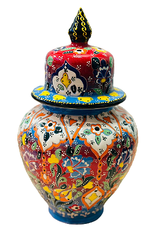 VASO CERÂMICA COM TAMPA 30CM