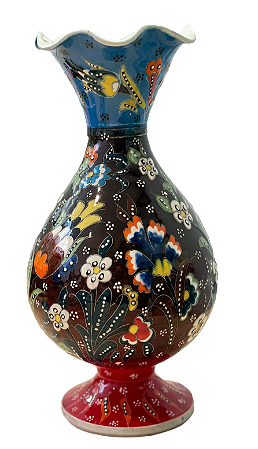 VASO CERÂMICA SEM TAMPA BABADO 23 CM