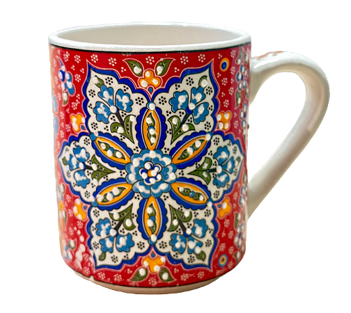 CANECA CERÂMICA GDE VERMELHA FLOR