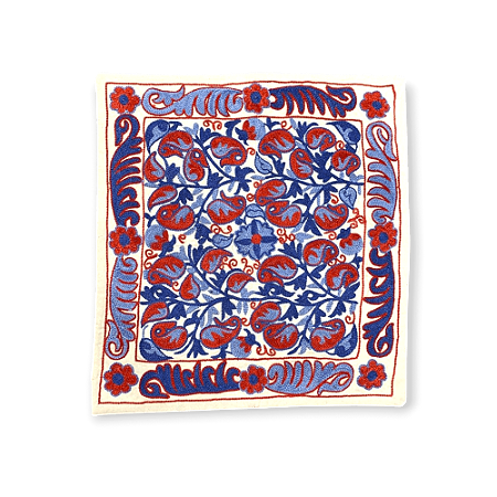 Capa para Almofada Bordada à Mão Suzani - Ornamentos Florais