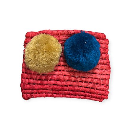 BOLSA MARROQUINA RÁFIA COLOR - ROSA 2 POMPONS
