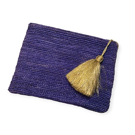 BOLSA CARTEIRA MARROQUINA EM RÁFIA ROXA COM TASSEL COLORIDO (26X34)