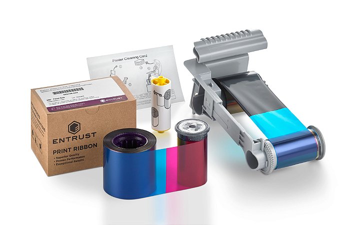Ribbon 5 painéis YMCKT c/kit limpeza para impressoras SD260, SD360, SD460, SP35, SP55, SP75 com capacidade para 250 impressões