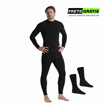 Kit Roupa Termica Calça Blusa e Meias Tudo Flanelado Extreme Thermo Frio Intenso Neve Ski Snowboard
