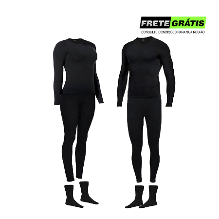 Kit 2 Roupas Térmicas Frio Intenso Blusa Gola Baixa + Calça e Meias Grátis