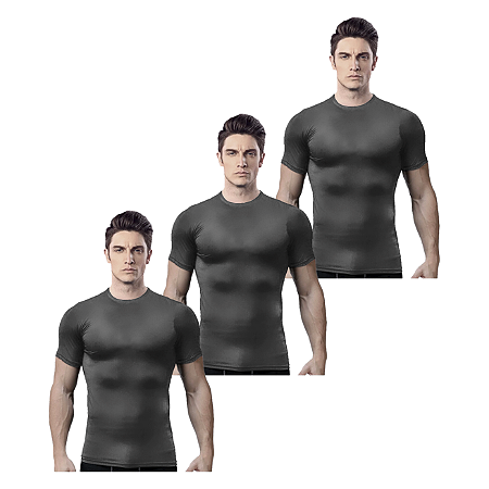 Kit 3 Camisas Térmicas Manga Curta Gola Baixa Mista Temperaturas Amenas