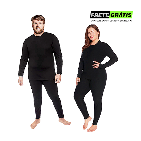Roupa Térmica Flanelada Plus Size Para Frio Intenso Calça + Blusa Gola Baixa