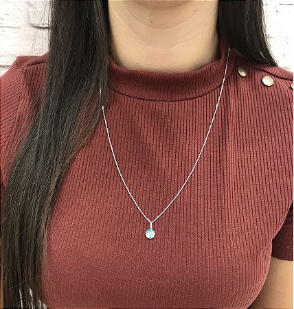 Colar Feminino 60 Cm Pingente Escama De Sereia 60 cm Prata 925