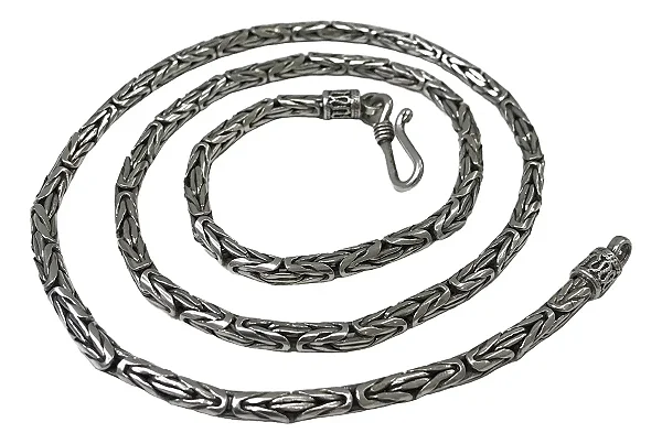 Corrente Masculina Prata de Bali Peruano Prata 925 Legitima