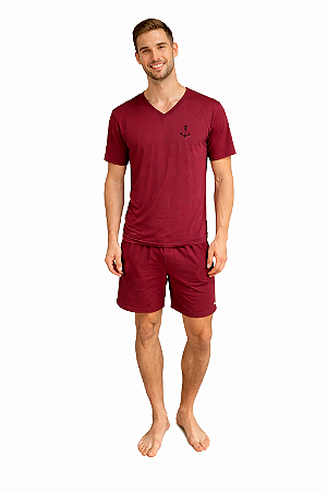 Pijama masculino em malha PV meia manga