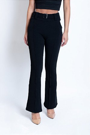 calça flare malha crepe