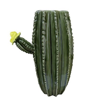 Vaso Decorativo Cerâmica Cactus Verde Grande