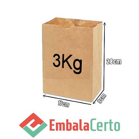 Saco de Papel Kraft para Delivery 3kg Embalacerto