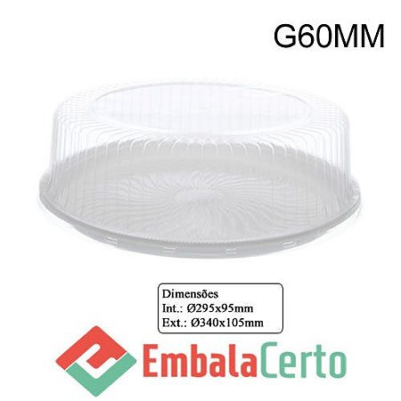 EMBALAGEM P/TORTA GRANDE C/ TAMPA E BASE BRANCA G60MM