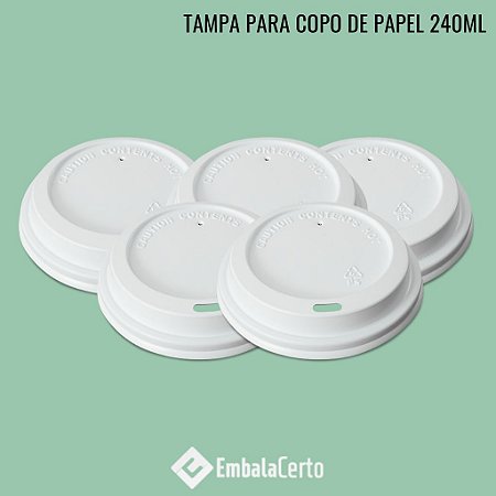 TAMPA DESCARTÁVEL BRANCA PARA COPO DE PAPEL 240ML