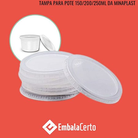 TAMPA PLÁSTICA PARA POTE REDONDO DE 150/200/250ML