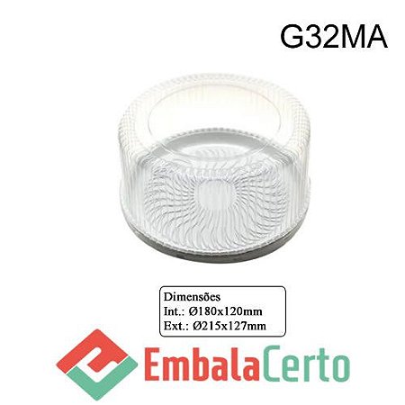 EMBALAGEM P/ BOLO 18CM C/ TAMPA ALTA E BASE BRANCA G32MA