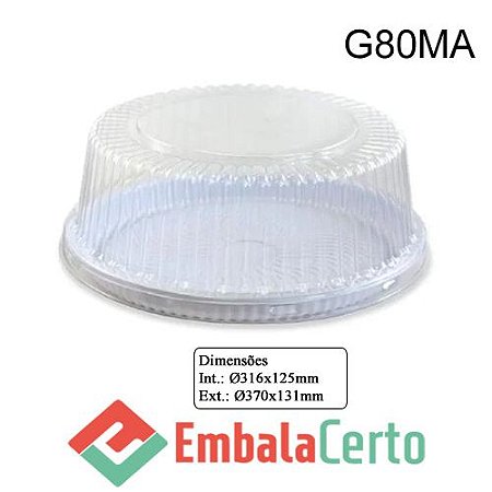 EMBALAGEM P/ BOLO 31CM C/ TAMPA ALTA E BASE BRANCA G80MA