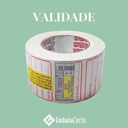 ETIQUETA ADESIVA BRANCA DE VALIDADE 30MMX47MM